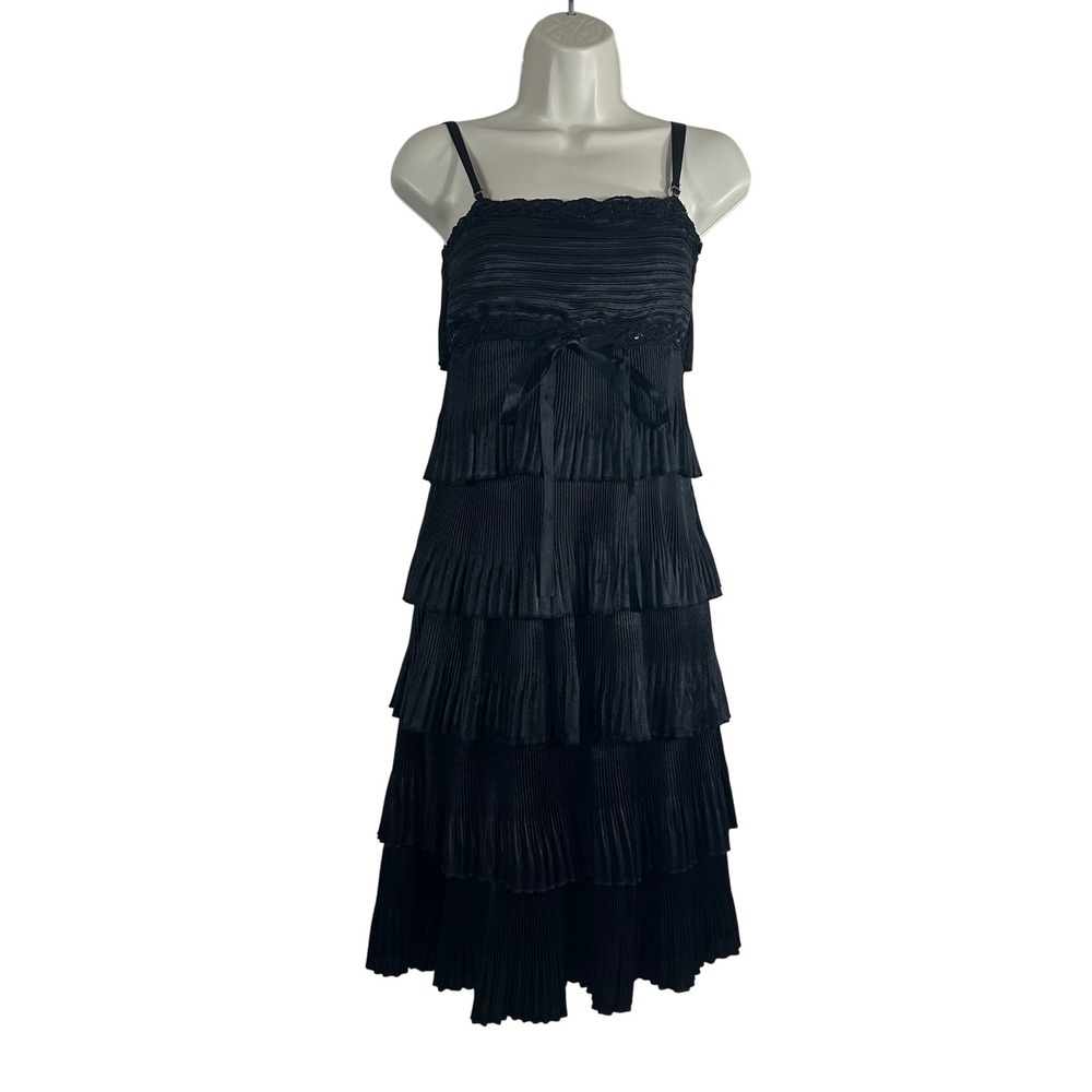 By Deep Los Angeles Women's‎ Dress Black Spaghetti Sequin Tiered Midi Size S